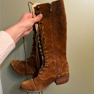 TWO pairs of joyfolie lace up boots. Size 2 youth.